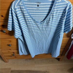 Great Northwest Clothing Company Blue and White Striped Short Sleeve Tee